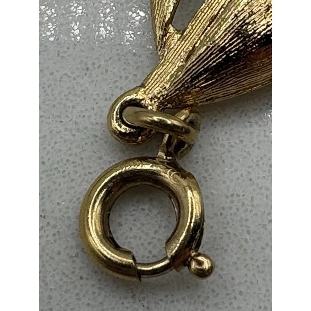 Monet Bracelet Charm Sailboat Sloop Gold Tone Spring Ring Clasp Vintage Signed